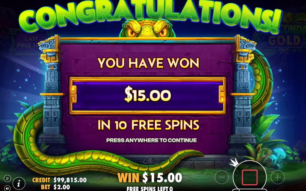 Win screen after symbols tumble down the grid